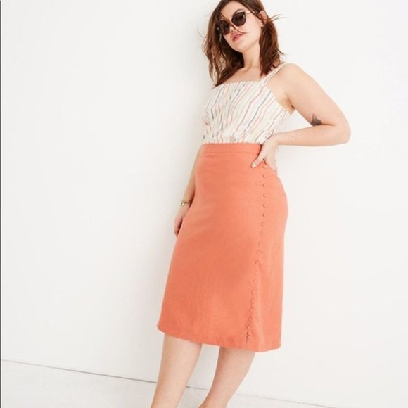 Madewell Dresses & Skirts - Madewell Button Slit Midi Skirt Sz 8